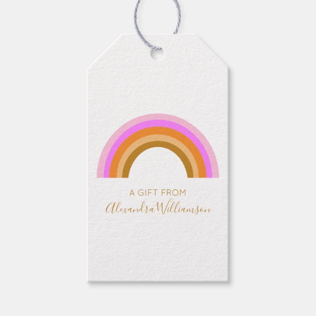 Einfaches Niedliches Retro-Regenbogen-Personalisie Geschenkanhänger (Vorderseite)