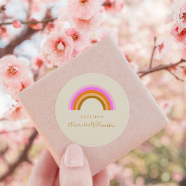 Einfaches Niedliches Retro-Regenbogen-Personalisie Runder Aufkleber