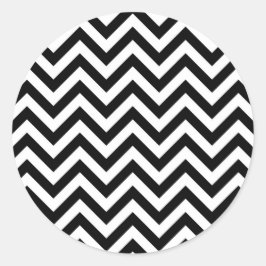 Einfaches Niedliches Schwarz-weißes Zickzack Muste Runder Aufkleber
