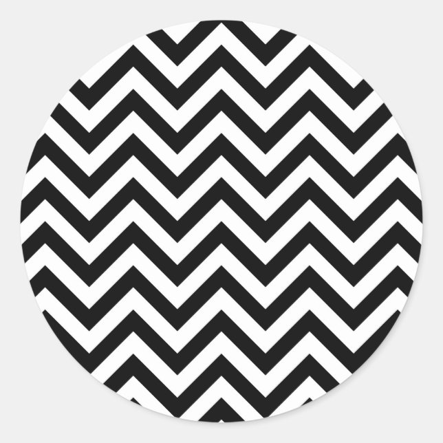 Einfaches Niedliches Schwarz-weißes Zickzack Muste Runder Aufkleber (Vorderseite)
