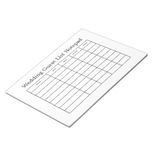 Einfaches Notizbuch für die Hochzeitsgästeliste Notizblock