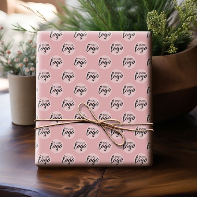Einfaches Office-Logo-Muster - Rosa Rose Geschenkpapier (Custom Wrapping Paper with Your Logo - Add Your Logo for a fun personalized gift paper!)