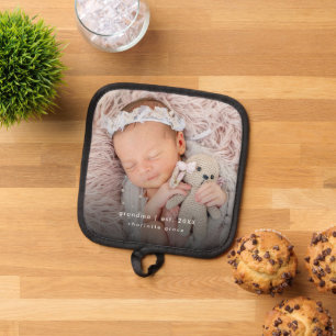 Einfaches Oma-Jahr - Neues Baby-Foto Topflappen