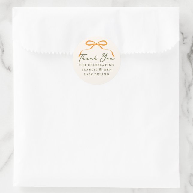 Einfaches Orange-Band-Dankeschön Runder Aufkleber (Tasche)