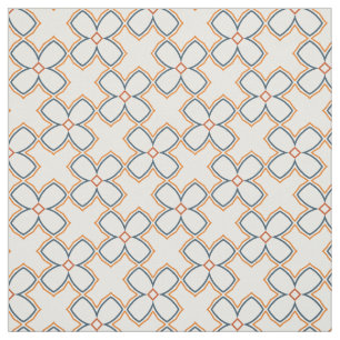 Einfaches Orange Blau und Weiß-Blume-Muster Stoff
