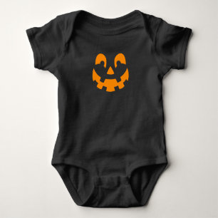 Einfaches orange Kürbiskopf-Silhouette Halloween Baby Strampler