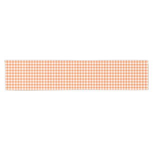 Einfaches orange und weißes Gingham-Muster Kurzer Tischläufer