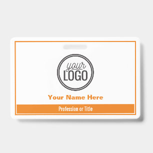 Einfaches oranges Farbfeld professionelles Namenss Ausweis