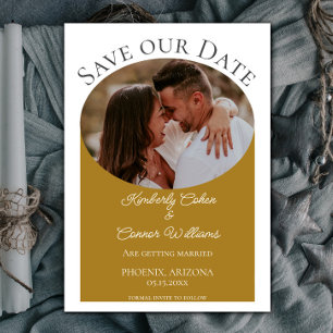 Einfaches ovales Foto Save the Date Burnt Orange