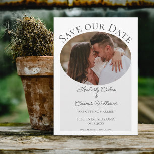 Einfaches ovales Foto Save the Date Grau
