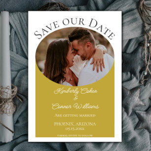 Einfaches ovales Foto Save the Date   Marigold