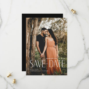 Einfaches Paar-Foto Moderne Hochzeit Save The Dat Date