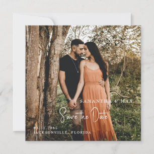 Einfaches Paar-Foto Modernes Quadrat Hochzeitseinl Save The Date