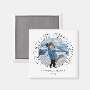 Einfaches Paar-Foto Unser erstes Weihnachten verlo Magnet