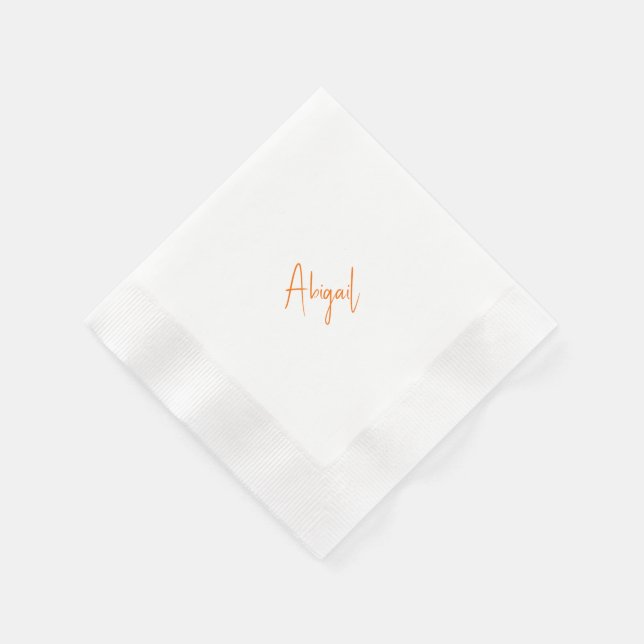 Einfaches Paar Orange Script Name Hochzeit  Serviette (Ecke)