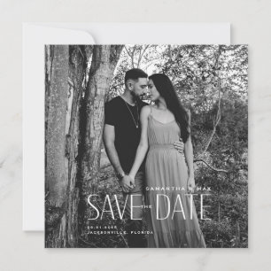 Einfaches Paar S/W-Foto Moderne quadratische Save- Save The Date
