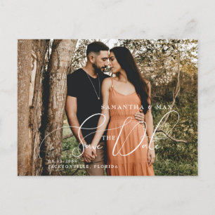Einfaches Paar Zwei Fotos Elegante Save-the-Date-K Postkarte