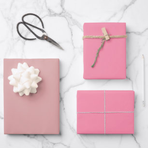 Einfaches Pastell-Flamingo Schauss Rosa Schattieru Geschenkpapier Set