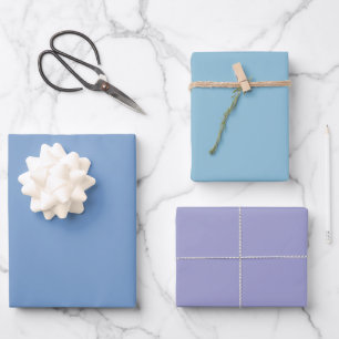 Einfaches Pastell-Himmel-Glockenblau-Schattierunge Geschenkpapier Set