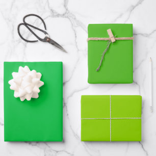 Einfaches Pastell-Kelly-Glanz-Grün-Töne 3 Farben Geschenkpapier Set