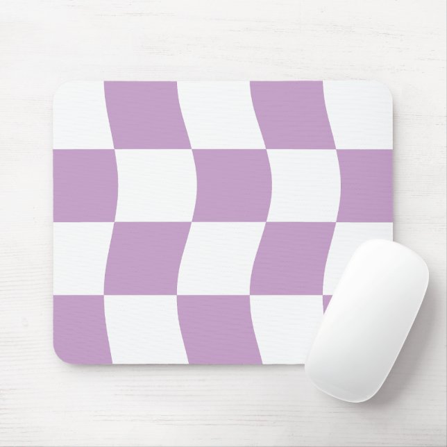 Einfaches Pastell-Lila-Weiß-Karo-Muster Mousepad (Mit Mouse)