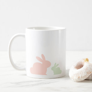 Einfaches Pastell-Mutter-und-Kind-Kaninchen Kaffeetasse