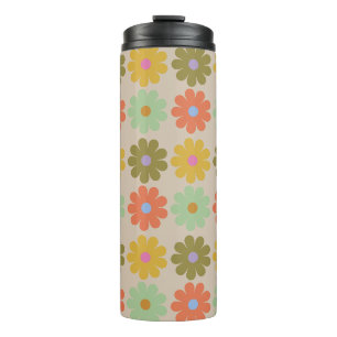Einfaches Pastell-Vintage-Blumenmuster Thermosbecher