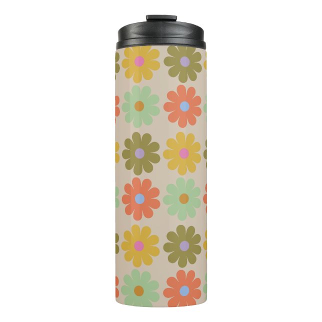 Einfaches Pastell-Vintage-Blumenmuster Thermosbecher (Vorderseite)