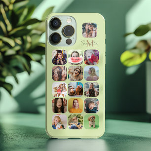 Einfaches Pastellgrün 16-Foto-Andenken iPhone 16 Pro Max Hülle