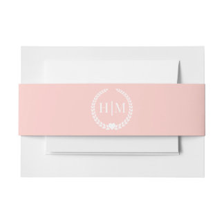 Einfaches Pastellrosa Minimalistisches Monogramm Einladungsbanderole