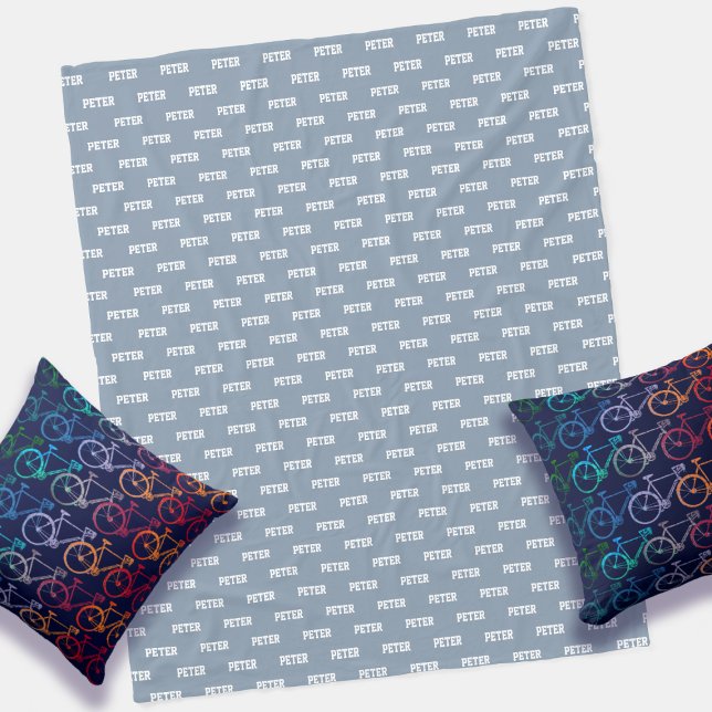 Einfaches Personalisiertes Dusty Blue Repetiername Fleecedecke (Von Creator hochgeladen)