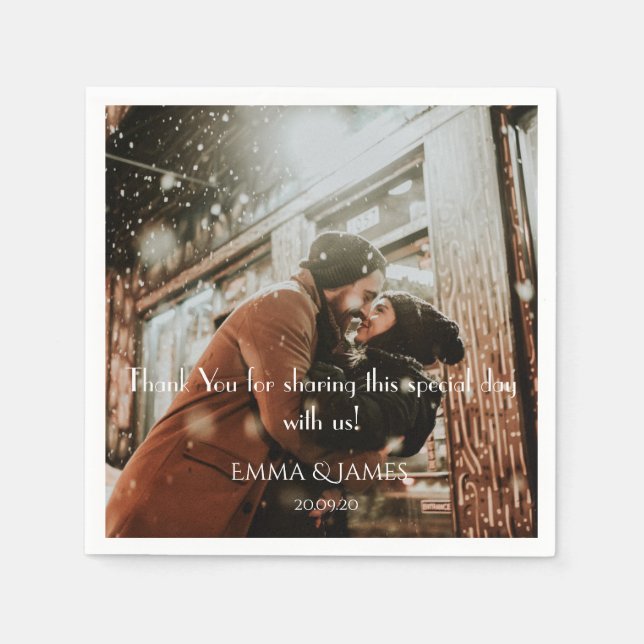 Einfaches Personalisiertes Foto Hochzeitspapier Na Serviette (Vorderseite)