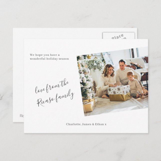 Einfaches Personalisiertes Foto Weihnachtsfeiertag Postkarte (Vorne/Hinten)