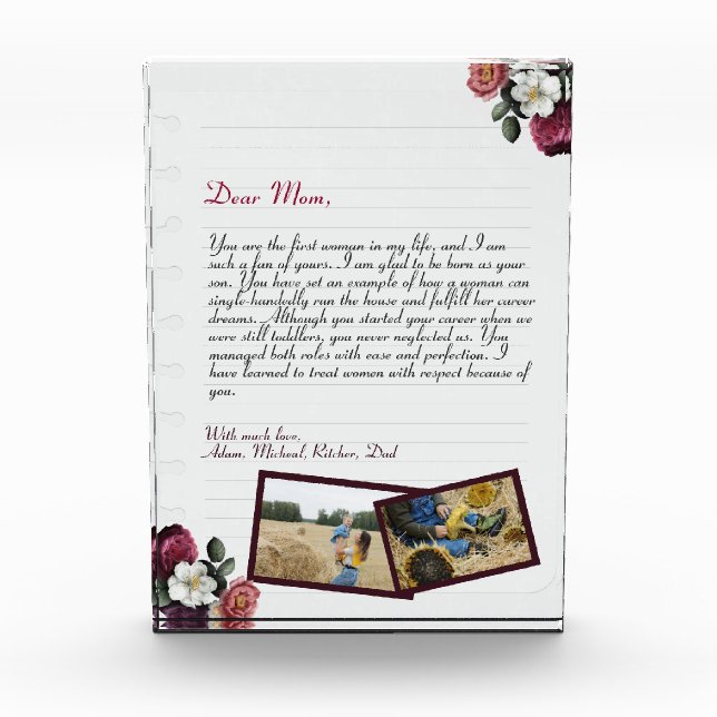 Einfaches, Personalisiertes Liebe-Letter Handgesch Fotoblock (Vorderseite)