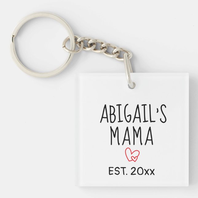 Einfaches Personalisiertes Mama-Geschenk mit Kinde Schlüsselanhänger (Vorderseite)