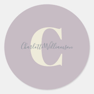 Einfaches personalisiertes Monogramm und Name in L Runder Aufkleber
