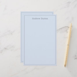 Einfaches Personalisiertes Papier | Blaues Silber