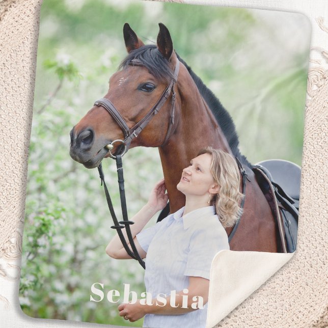 Einfaches Personalisiertes Pet Horse Foto Sherpadecke (Von Creator hochgeladen)
