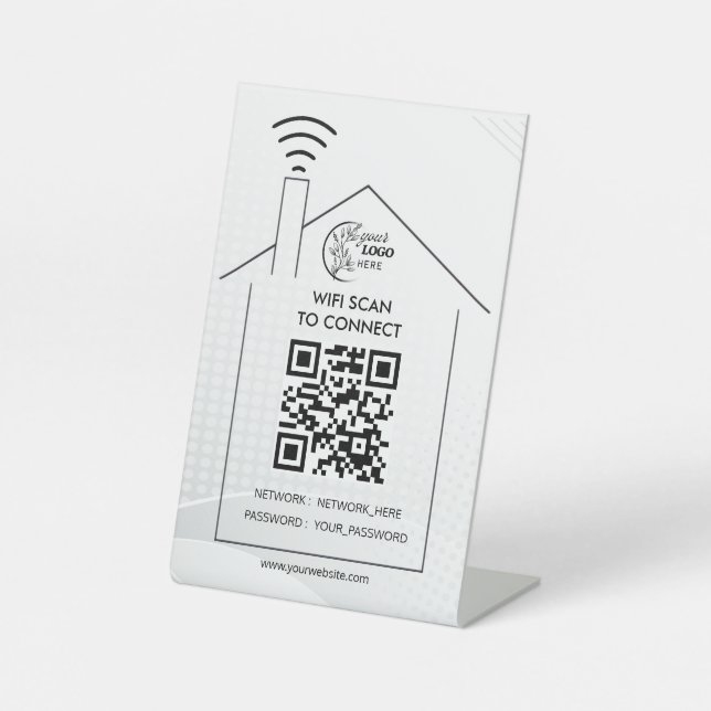 Einfaches personalisiertes WLAN-Netzwerk-QR-Code-P Sockelschild (Vorderseite)