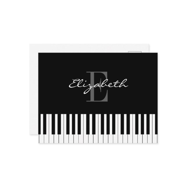 Einfaches Piano Monogramm-Design Postkarte (Vorderseite/Rückseite Beispiel)