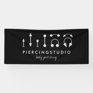 Einfaches Piercing-Tattoo-Studio Schwarz Banner