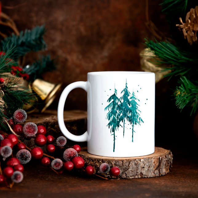 Einfaches Pine Trees Baby Es ist kalt draußen Weih Tasse (Von Creator hochgeladen)
