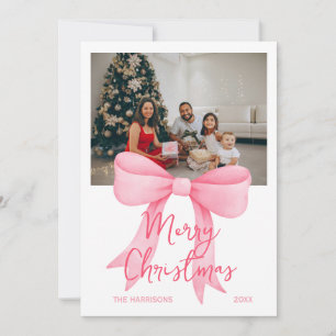 Einfaches Pink Big Bow Foto Weihnachten