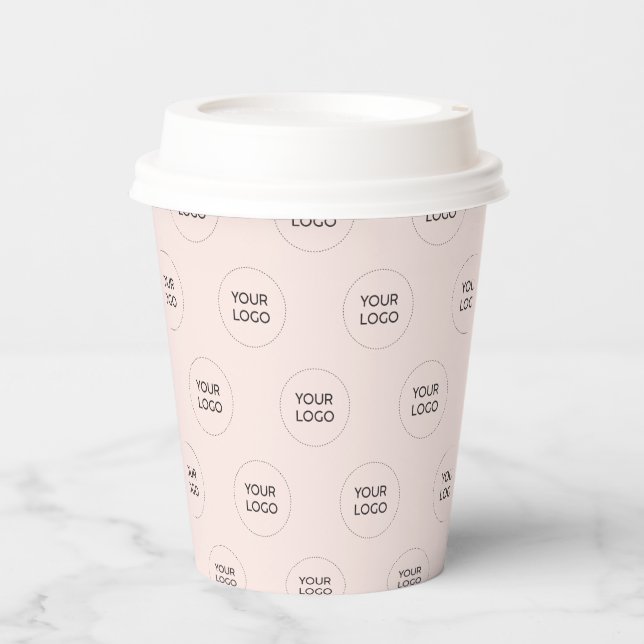 Einfaches Pink-Minimal-Logo-Muster Pappbecher (Vorderseite)
