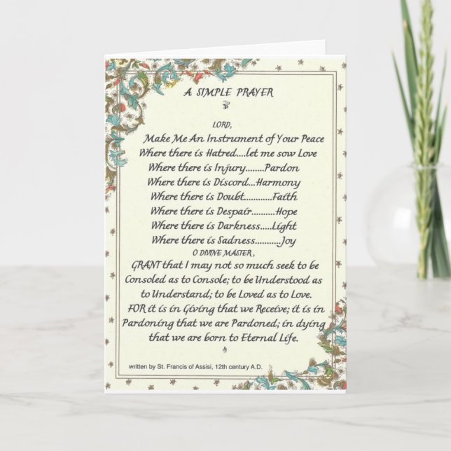 einfaches prayer= St Francis =pope Karte (Vorderseite)