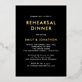 Einfaches Probe Dinner Black Gold Folieneinladung