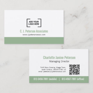 Einfaches professionelles Logo gedämpft grün weiß Visitenkarte