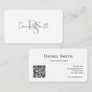 Einfaches professionelles Monogramm Initial QR-Cod Visitenkarte