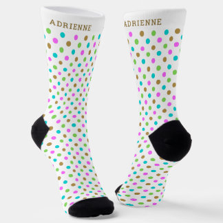 Einfaches Punkte-Muster-personalisiertes Weiß Socken