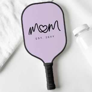 Einfaches Purple-Heart-Skript Von Mama Erstellt Pickleball Schläger